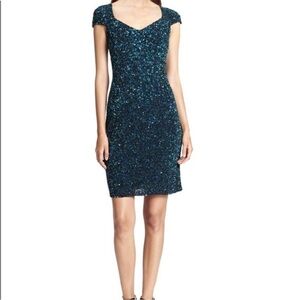Theia Sequin Scoop Neckline Cocktail Dress
